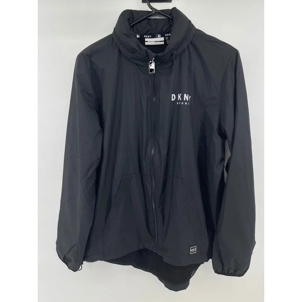 DKNY Sport MLB Seattle Mariners Windbreaker Jacket Full Zip Womens LG Black NEW - Picture 3 of 16